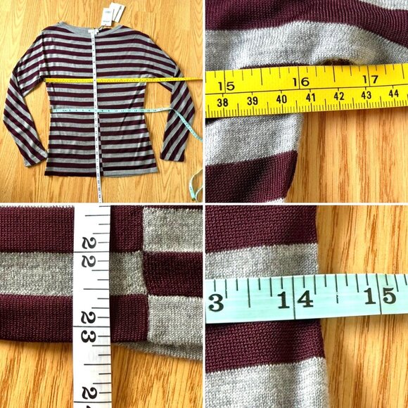 Jason Wu Striped Knit Top Size Small Burgundy Red Gray Long Sleeve NWT Parisian - Picture 8 of 10